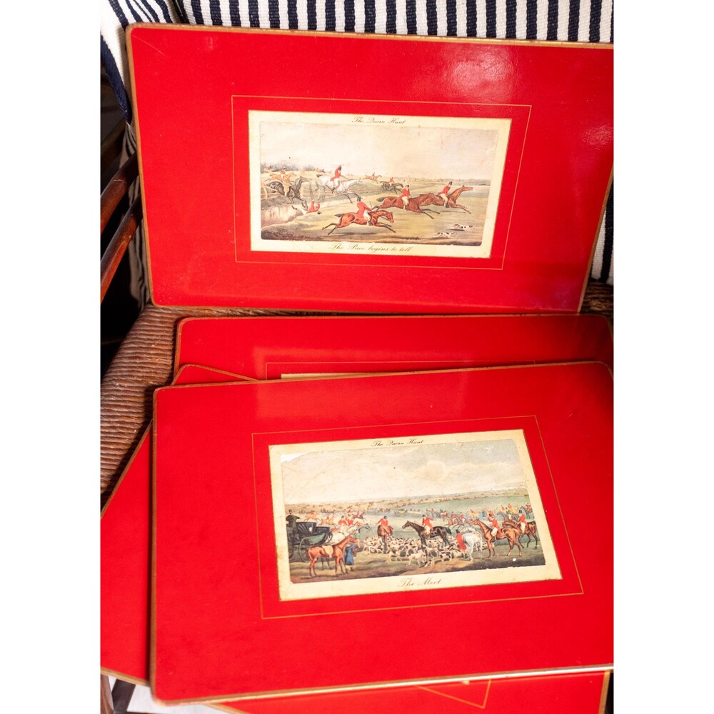 Set of 4 English Hunt Red Vintage Placemats Made in England by Ebbels Ltd. Hunt
